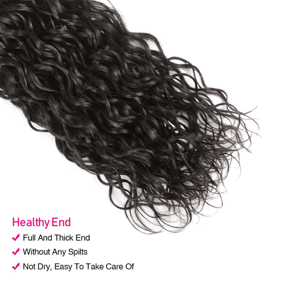 KPZHair Water Wave Hair 3 Bundles with 4x4 Lace Closure 100% Virgin Human Hair on Sale