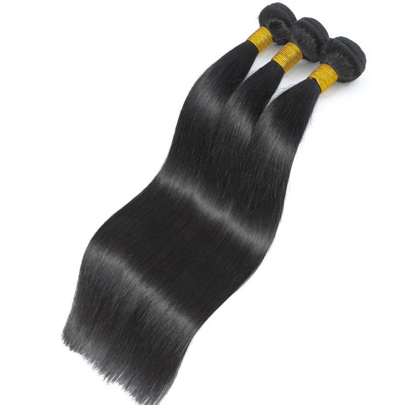 KPZ Hair 3 Bundles Brazilian Straight Hair with 13x4 Ear to Ear Lace Frontal