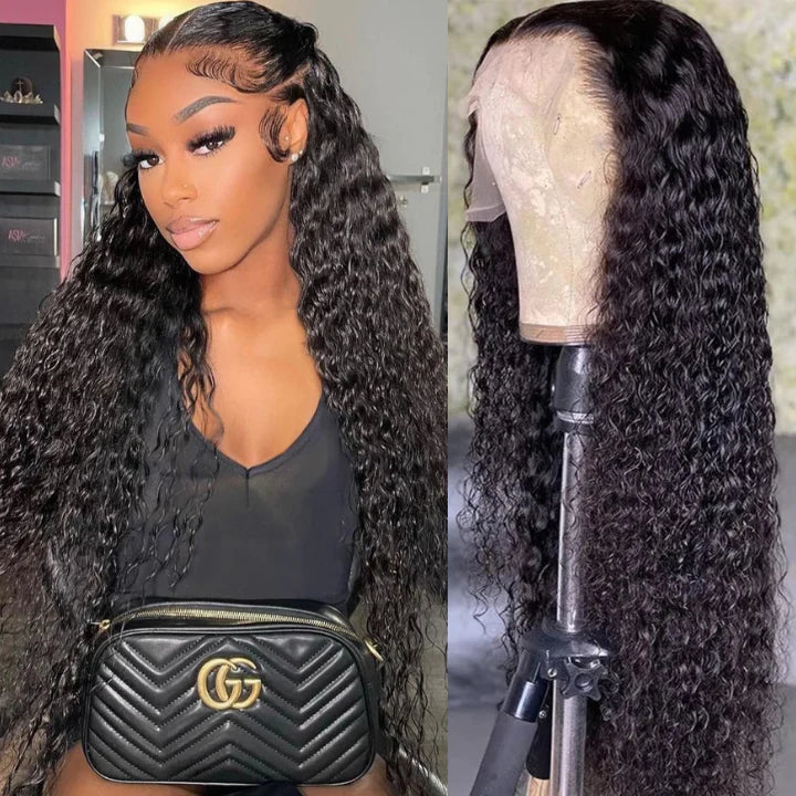 Black Curly Hair 13x4 HD Lace Front Wig 100% Virgin Human Hair Wigs Pre Plucked Hairline