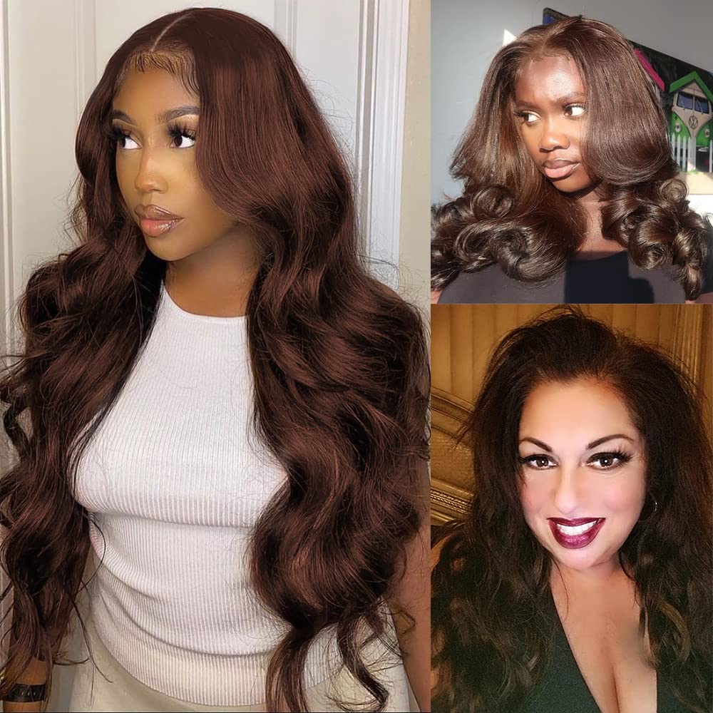 KPZ Hair Light Brown Body Wave 3 Bundles With 4x4 Lace Closure Unprocessed 100% Real Human Hair Extensions