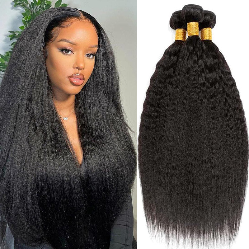 KPZ Hair Kinky Straight 3 Bundles With 4x4 Lace Closure Virgin Human HairGeetaHair Kinky Straight 3 Bundles With 4x4 Lace Closure Virgin Human Hair