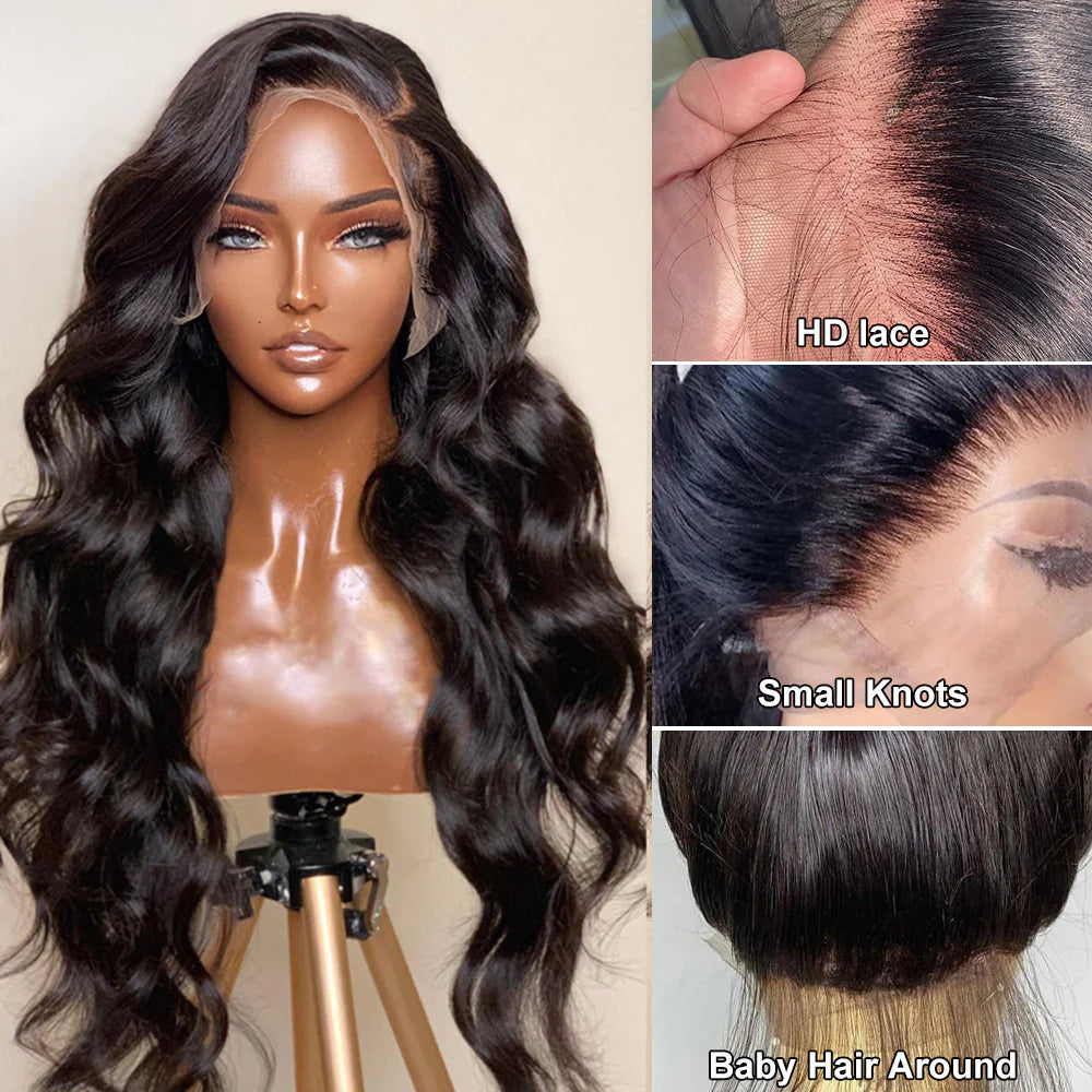 Brazilian Body Wave Hair 13x4/13x6 HD Transparent Lace Frontal Wig Pre Plucked Hairline Best Human Hair Wig