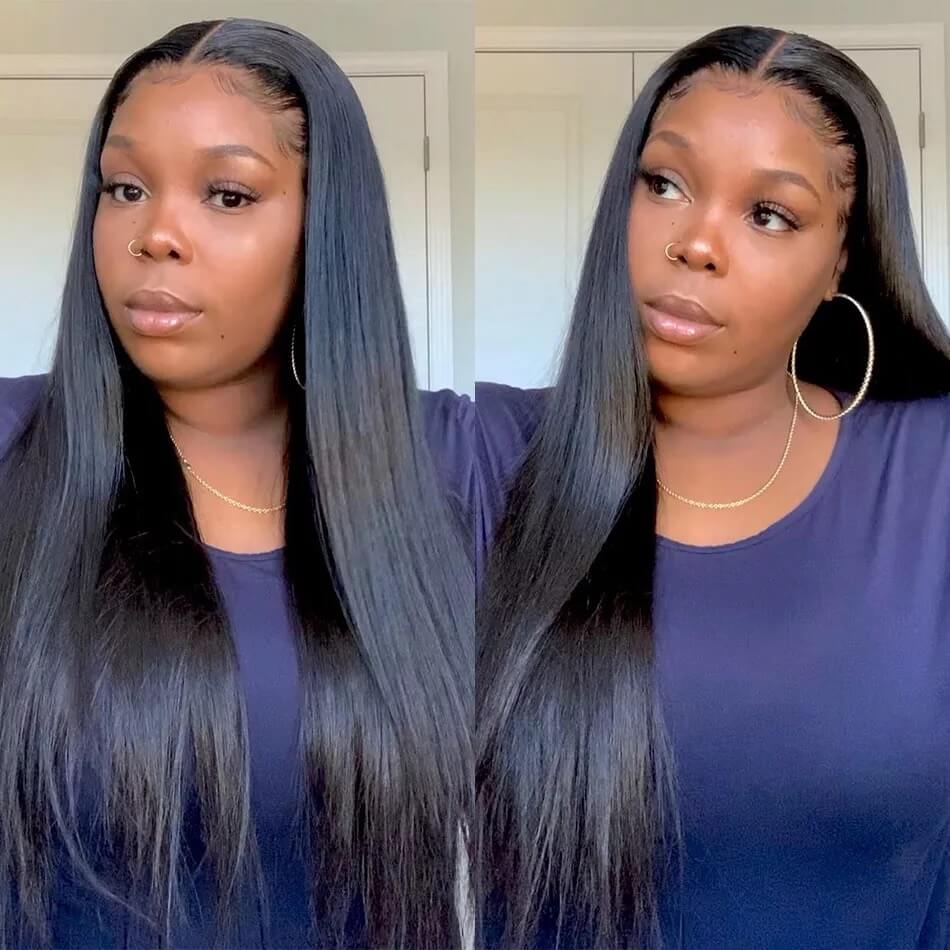 KPZ Hair 3 Bundles Brazilian Straight Hair with 13x4 Ear to Ear Lace Frontal