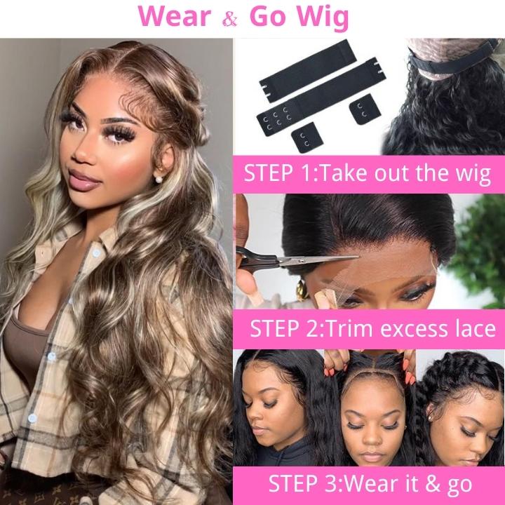 Ash Blonde Balayage Straight/Body Wave Lace Front Wig Tea Brown Colored Human Hair Wigs With Highlights