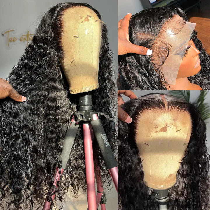 Black Curly Hair 13x4 HD Lace Front Wig 100% Virgin Human Hair Wigs Pre Plucked Hairline