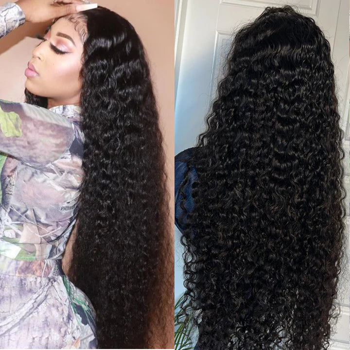 Black Curly Hair 13x4 HD Lace Front Wig 100% Virgin Human Hair Wigs Pre Plucked Hairline