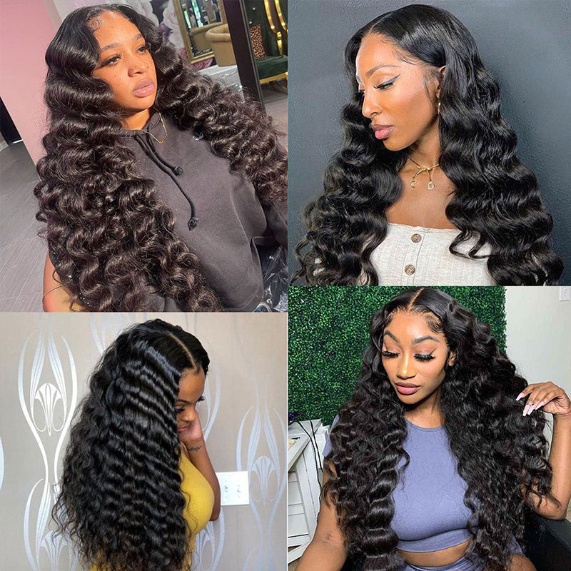 KPZ Hair Loose Deep Wave 3 Bundles With 4x4 Lace Closure 100% Virgin Human Hair