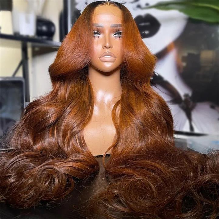 Ginger Color Lace Front Wig Body Wave 13x4/4x4 HD Lace Human Hair Wigs Ombre Colored Wigs With Dark Roots