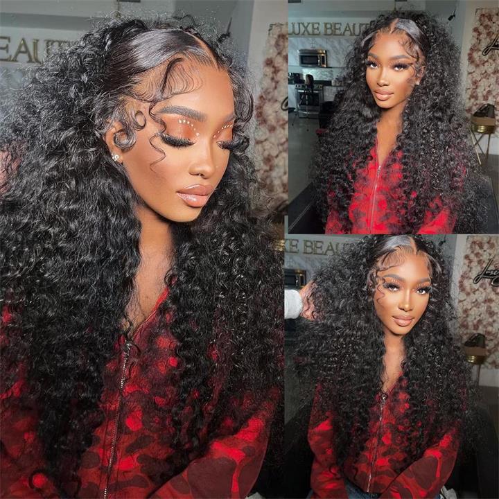 Black Curly Hair 13x4 HD Lace Front Wig 100% Virgin Human Hair Wigs Pre Plucked Hairline