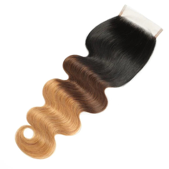 KPZ Hair Ombre Blonde Body Wave Human Hair 3 Bundles With 4x4 Lace Closure 100% Human Hair Extension Weaves