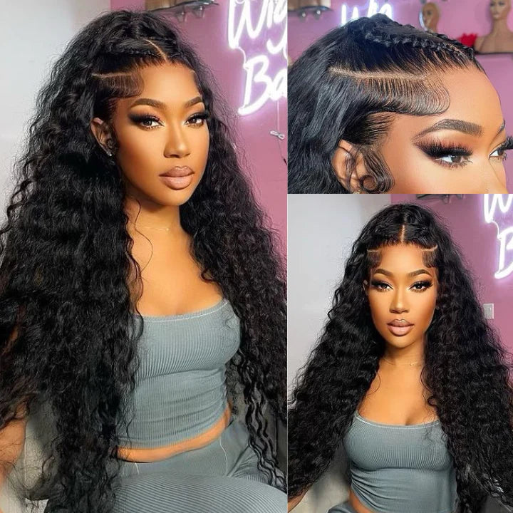 Black Curly Hair 13x4 HD Lace Front Wig 100% Virgin Human Hair Wigs Pre Plucked Hairline