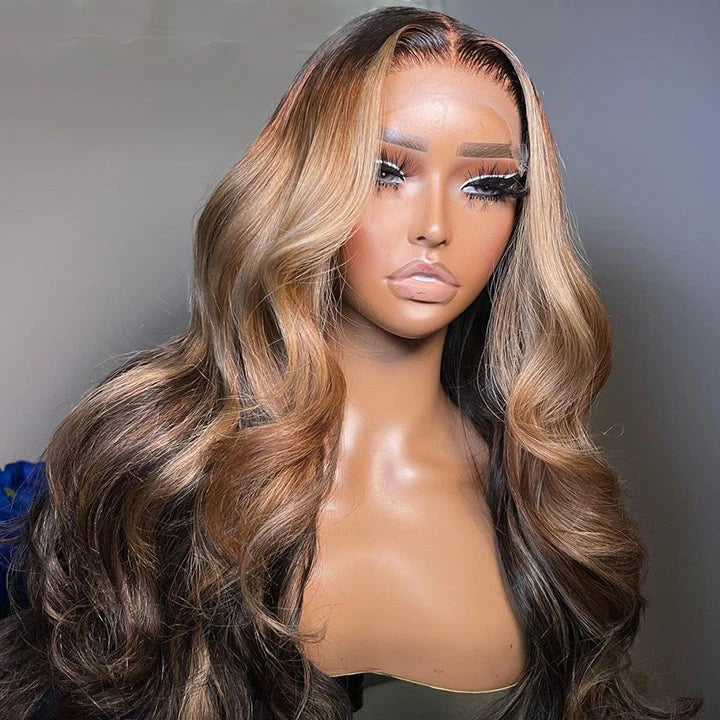 Highlight Blonde Body Wave Lace Front Wig Ombre Light Blonde Color HD Lace Human Hair Wigs