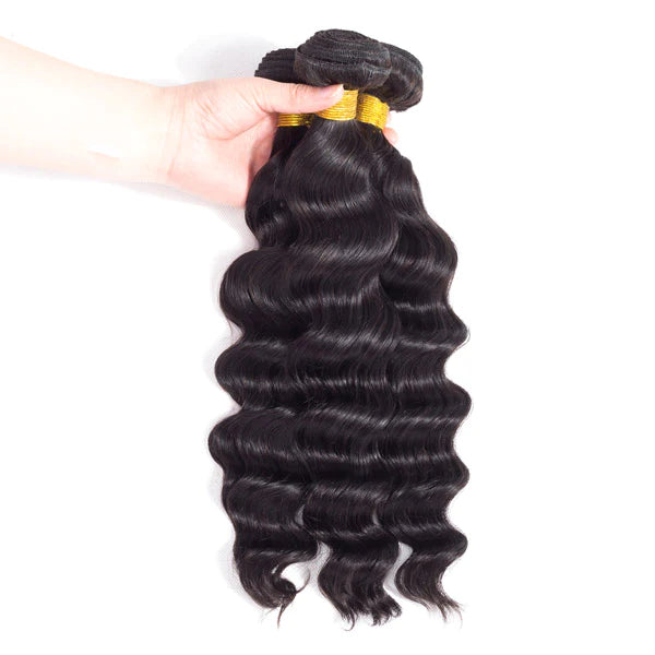 KPZ Hair Loose Deep Wave 3 Bundles With 4x4 Lace Closure 100% Virgin Human Hair