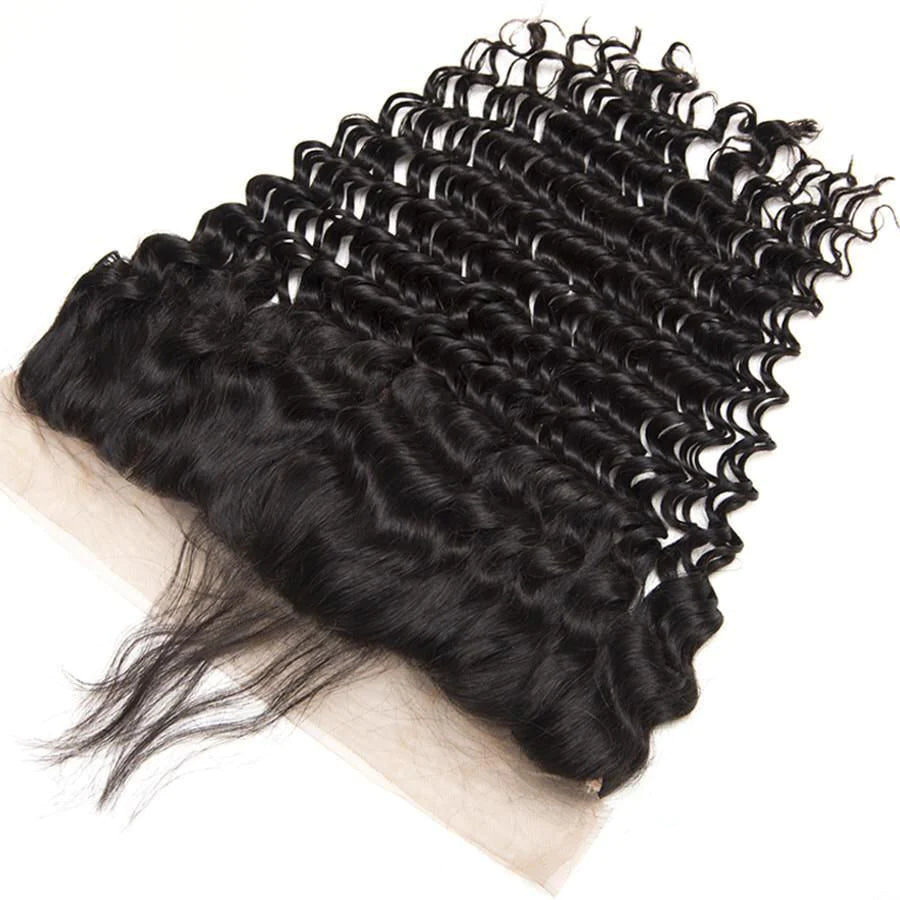 KPZ Hair Deep Wave 3 Bundles With 13x4 Lace Frontal Virgin Humam Hair