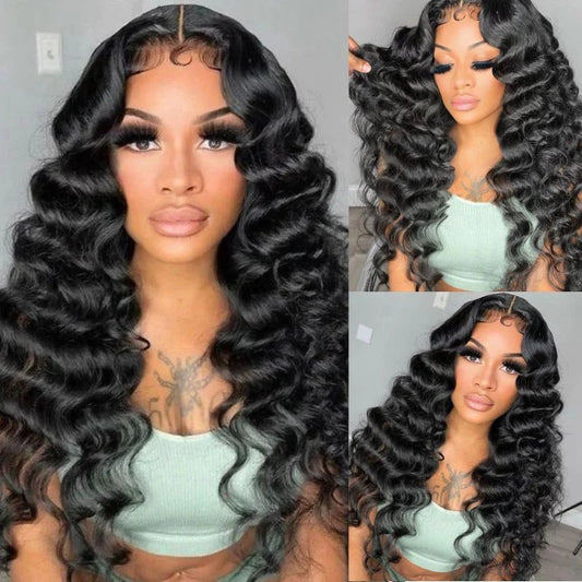 Natural Crimps Curls Loose Deep Wave HD Lace Frontal Wig Natural Hairline Glueless Wig