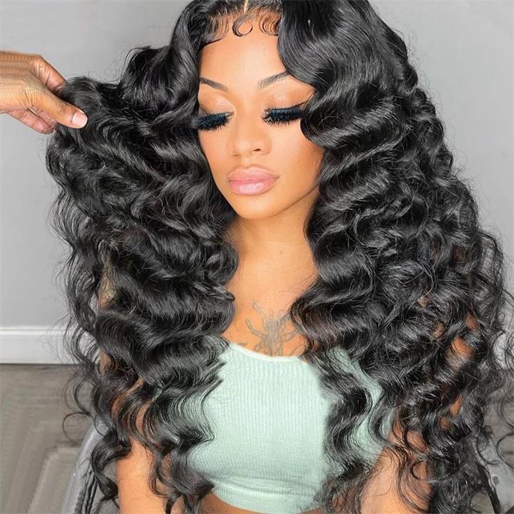 Natural Crimps Curls Loose Deep Wave HD Lace Frontal Wig Natural Hairline Glueless Wig