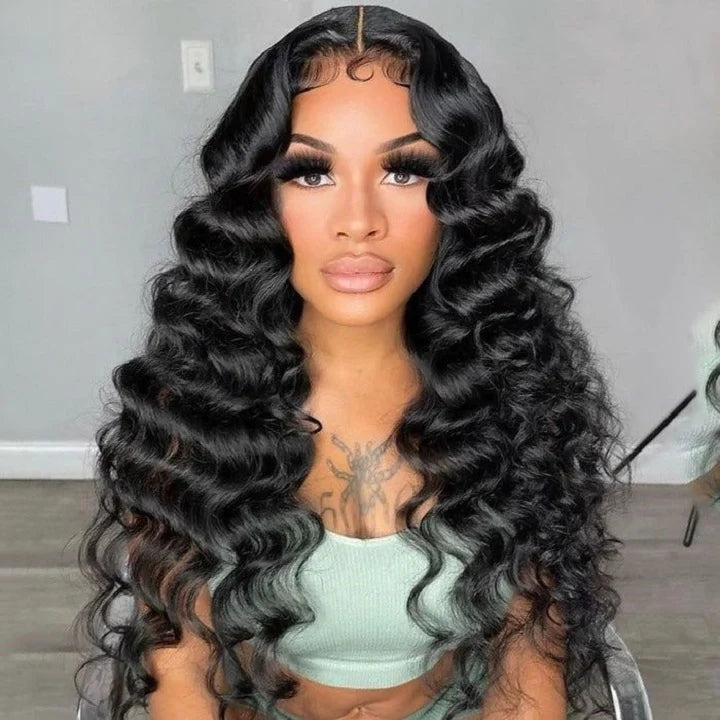 Natural Crimps Curls Loose Deep Wave HD Lace Frontal Wig Natural Hairline Glueless Wig