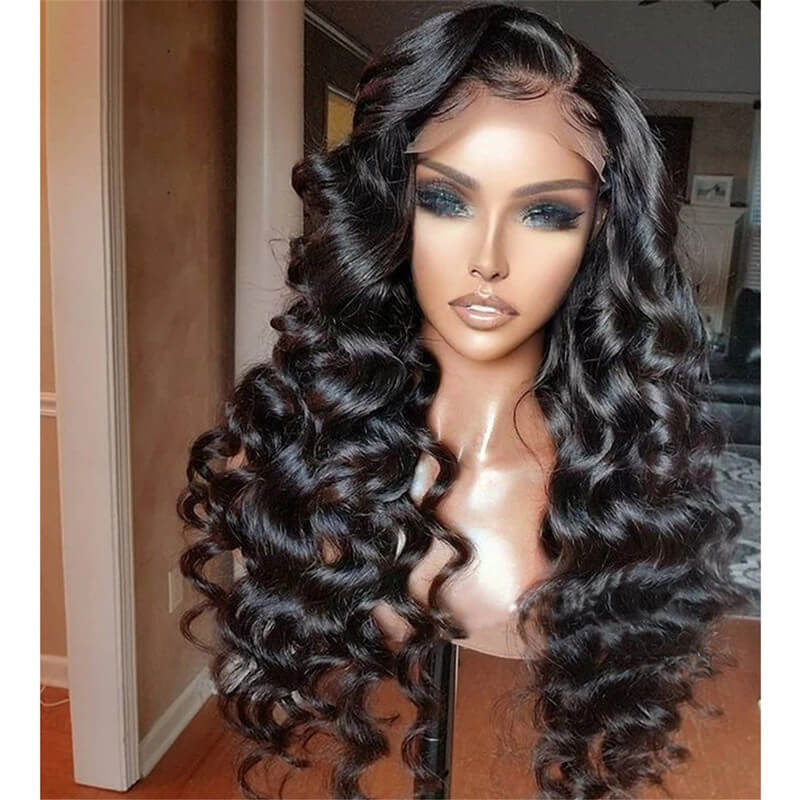 Natural Crimps Curls Loose Deep Wave HD Lace Frontal Wig Natural Hairline Glueless Wig