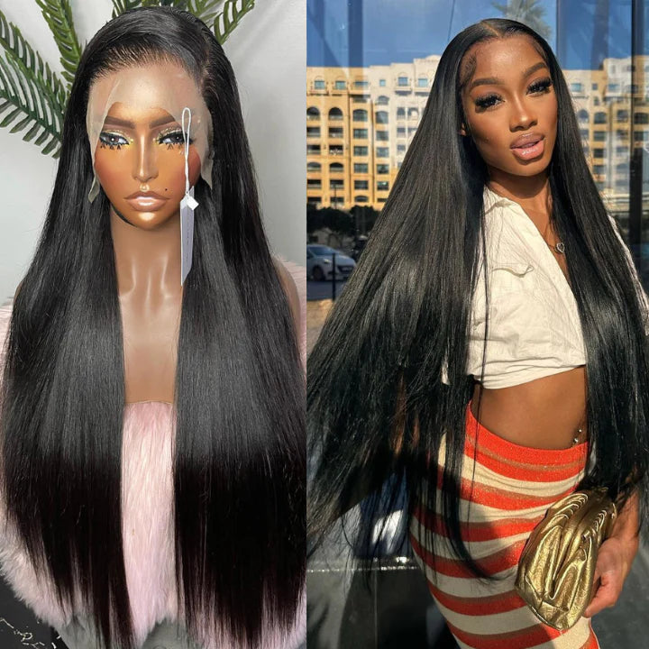 Long Straight Hair 13x4 HD Lace Front Wig Pre Plucked Natural Hairline 100% Virgin Human Hair Wigs