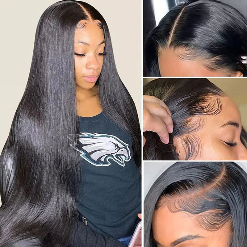 Long Straight Hair 13x4 HD Lace Front Wig Pre Plucked Natural Hairline 100% Virgin Human Hair Wigs