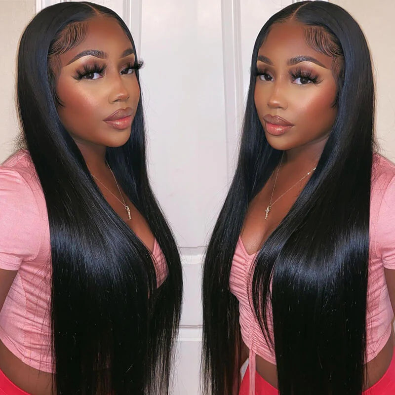 Long Straight Hair 13x4 HD Lace Front Wig Pre Plucked Natural Hairline 100% Virgin Human Hair Wigs