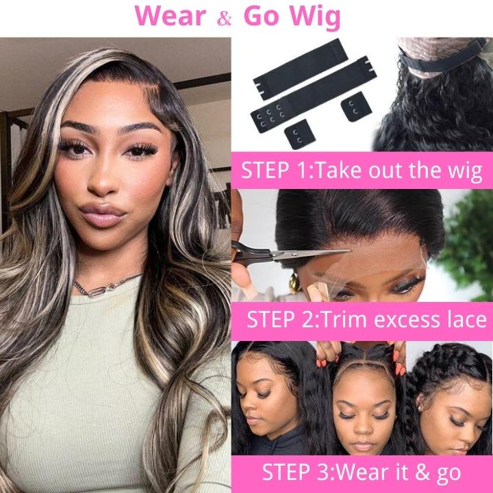 Balayage Body Wave 13x4 HD Lace Wig For Women Highlight Human Hair Wigs With Baby Hair