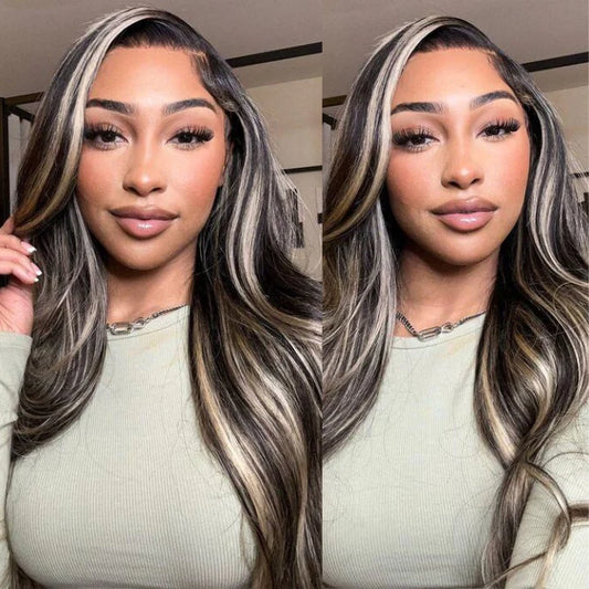 Balayage Body Wave 13x4 HD Lace Wig For Women Highlight Human Hair Wigs With Baby Hair